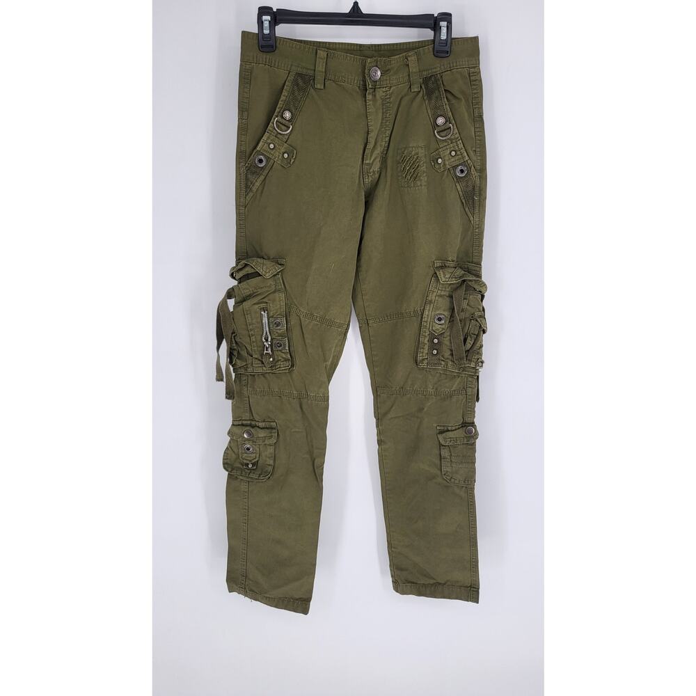 Japanese Junye Jeans Cargo Tactical Y2K Olive Green Pants Size 29